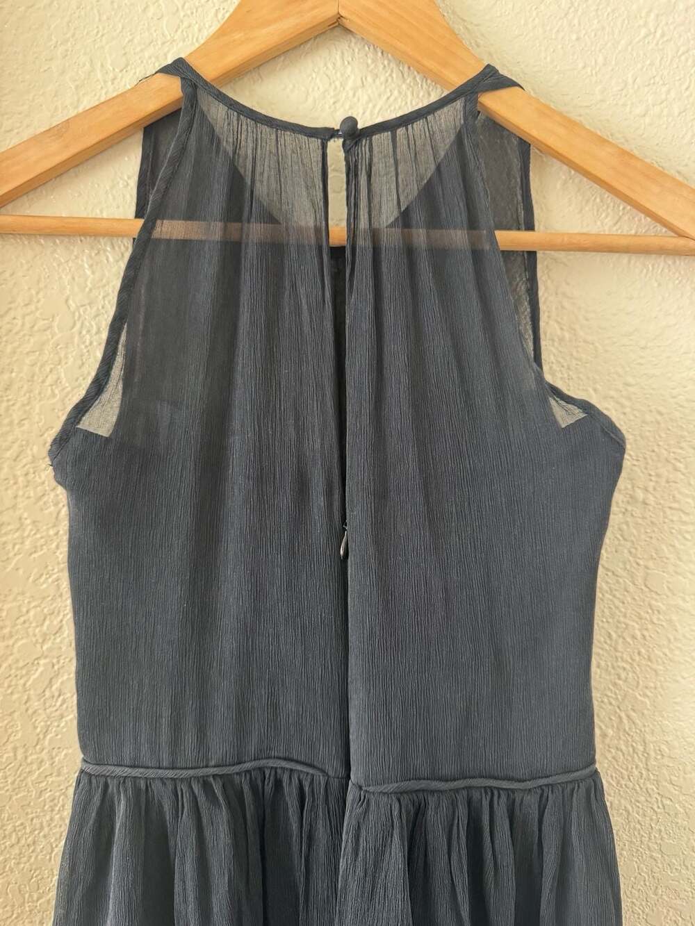 J.Crew Black Silk Chiffon Halter Maxi Dress Size 0 Petite - Picture 4 of 7